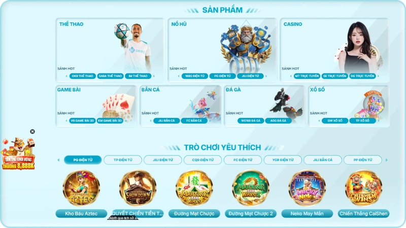 Danh mục các trò chơi giải trí trực tuyến hấp dẫn tại trang chủ SHBET.COM: Thể thao, Casino, Nổ hũ, Đá gà.